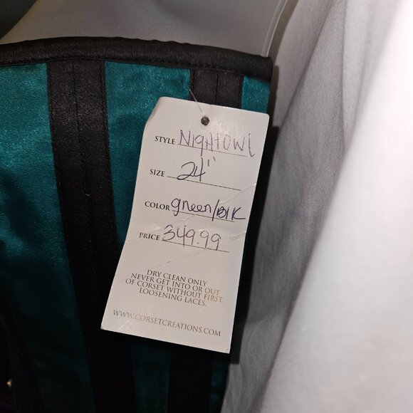 NWT GREEN 24" Night Owl Steel Boned Tight Lacing Corset SMALL - Picture 7 of 15